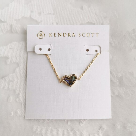 Kendra Scott Ari Heart Gold Chain Bracelet Abalone Shell - Picture 1 of 3